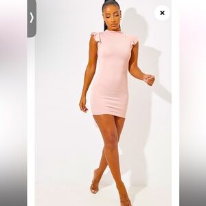Rose High Neck Cap Sleeve Bodycon Dress, size S